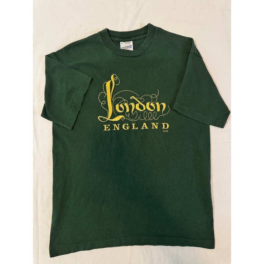 Vintage London England Embroidered Tee Dark Academia Eurocore Y2K Medium